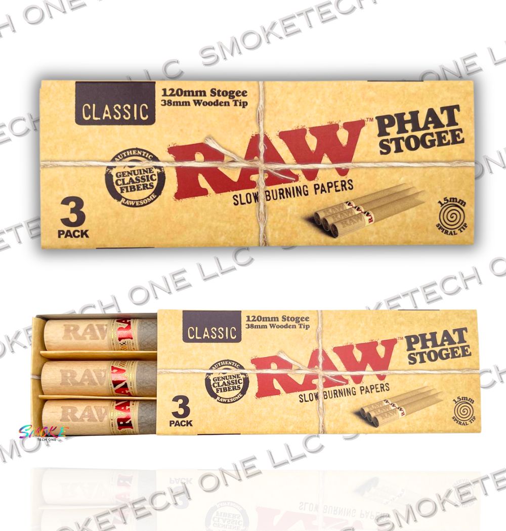 RAW Classic Phat Stogee 120mm Pre-Rolled Cones - 3 Pack