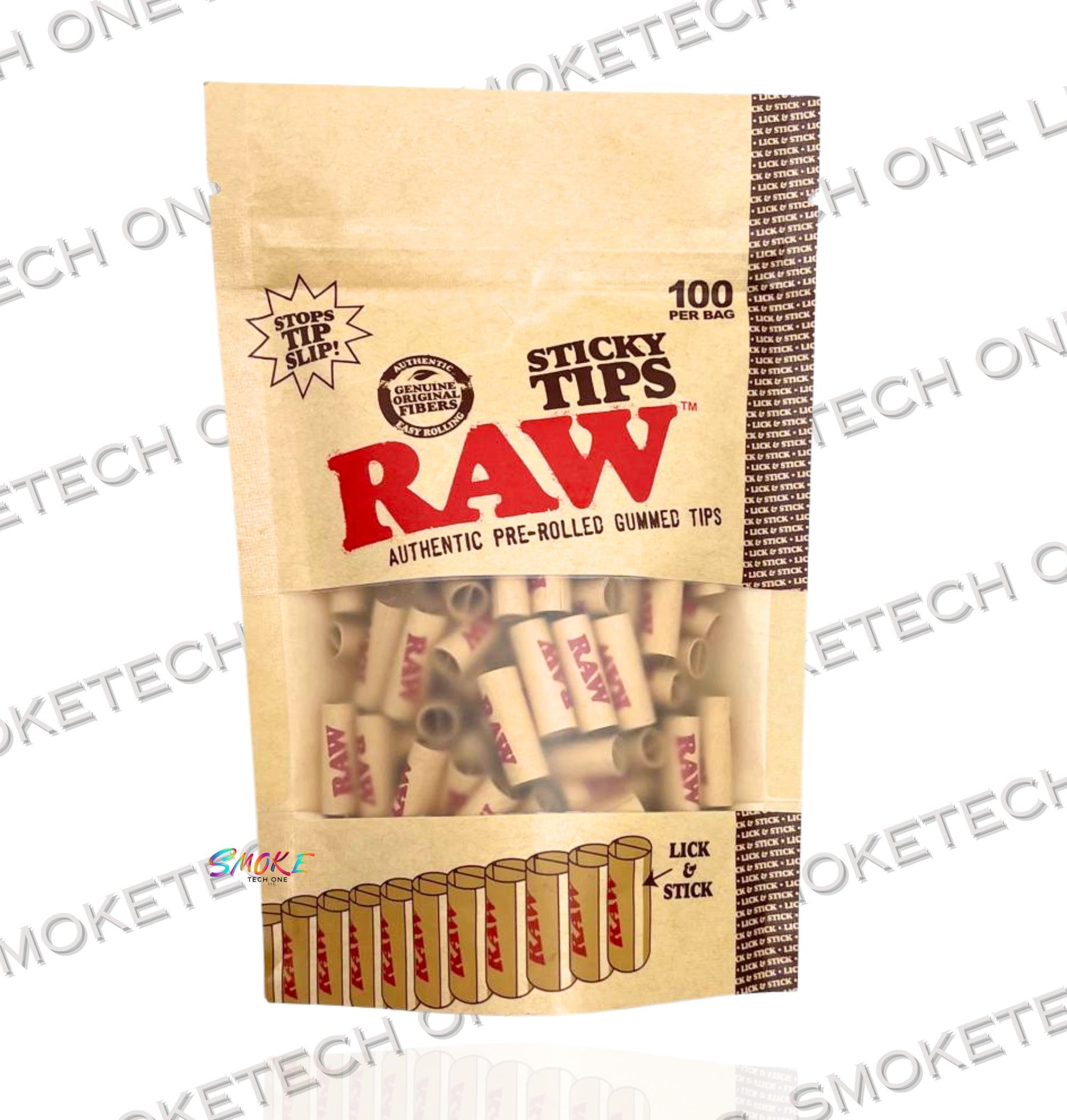 RAW Sticky Tips – Authentic Pre-Rolled Gummed Tips (100 Count) - Smoke Tech One LLC