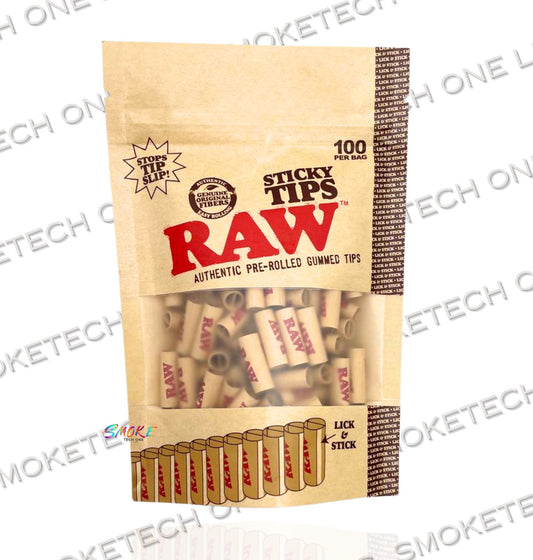 RAW Sticky Tips – Authentic Pre-Rolled Gummed Tips (100 Count) - Smoke Tech One LLC