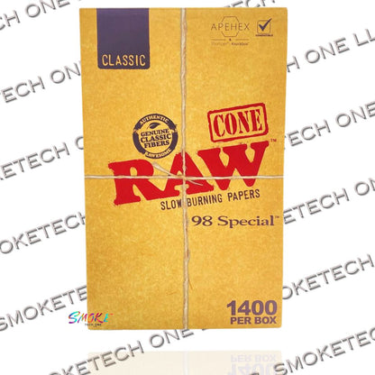 RAW Classic 98 Special Pre Roll Cones | Bulk Box | 1400 cones in 1 box