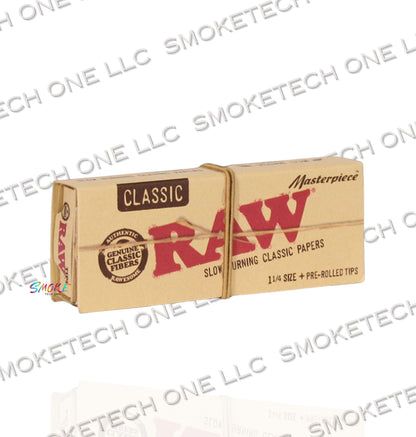 RAW Classic Masterpiece – 1¼ Size Rolling Papers + Pre-Rolled Tips