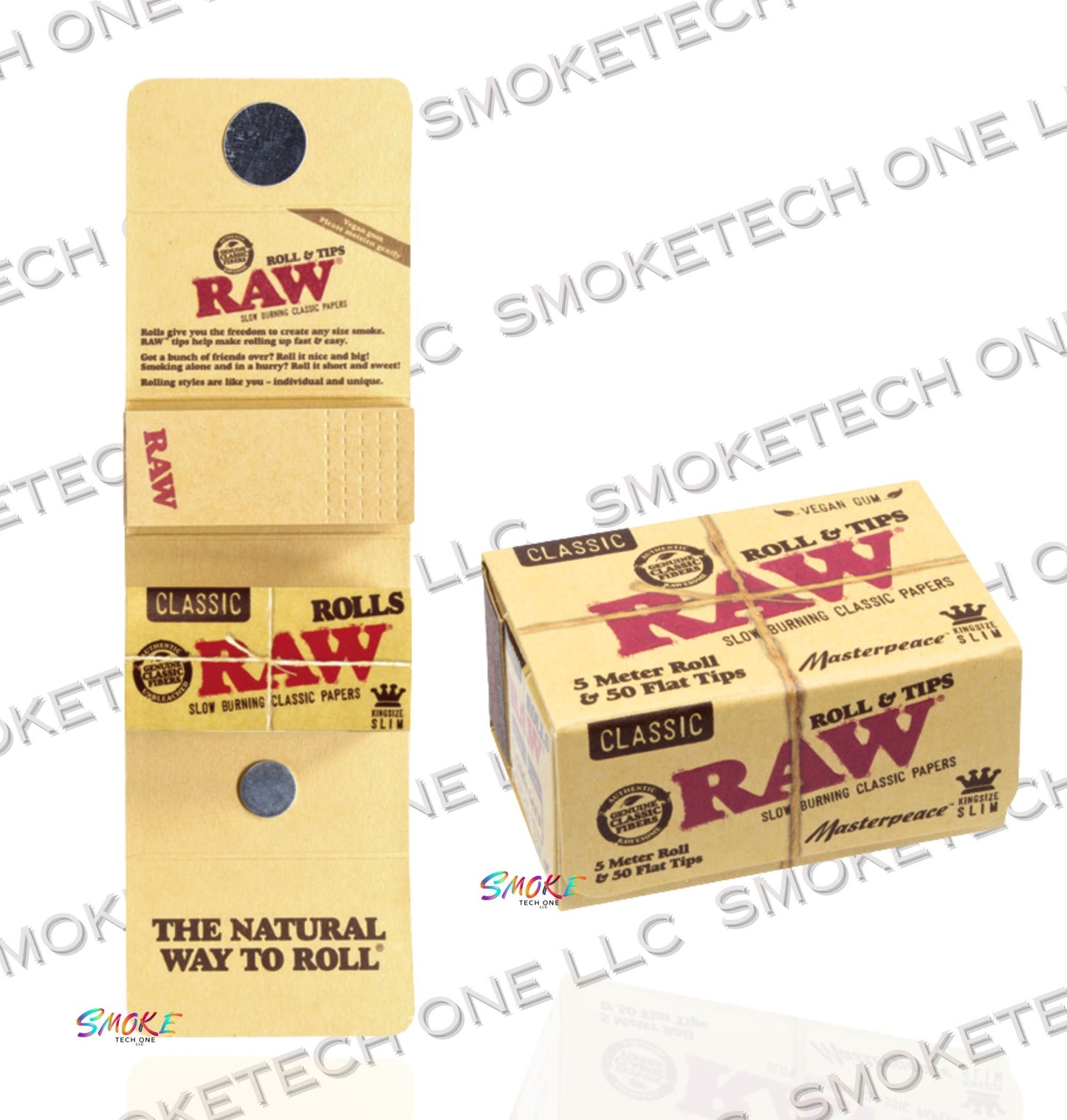 RAW Classic King Size Slim Roll & Tips – Masterpiece Edition (5 Meter Roll + 50 Tips)