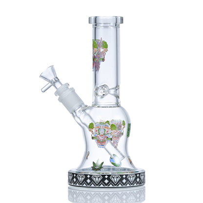 Hispter Floral Pattern Base Glass Bong SF023W