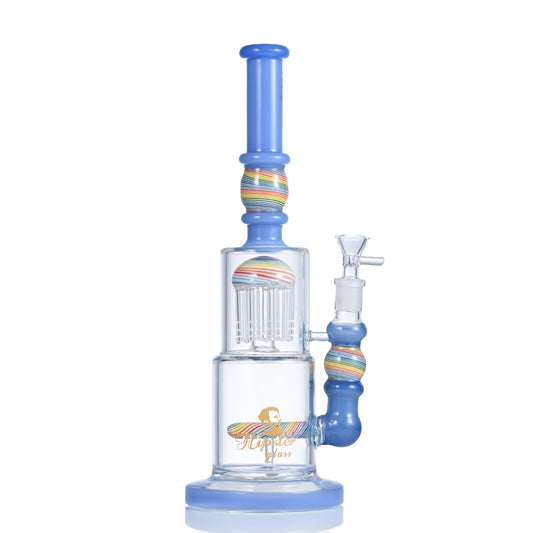 Hipster Tall Blue Perc Glass Bong SF028