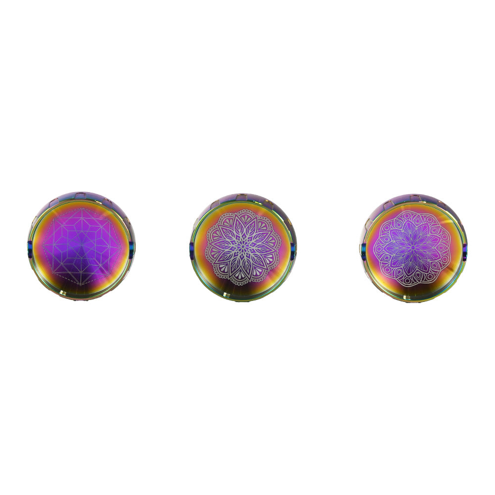 Mandala Engraved Rainbow Zinc Grinder SW2209-4