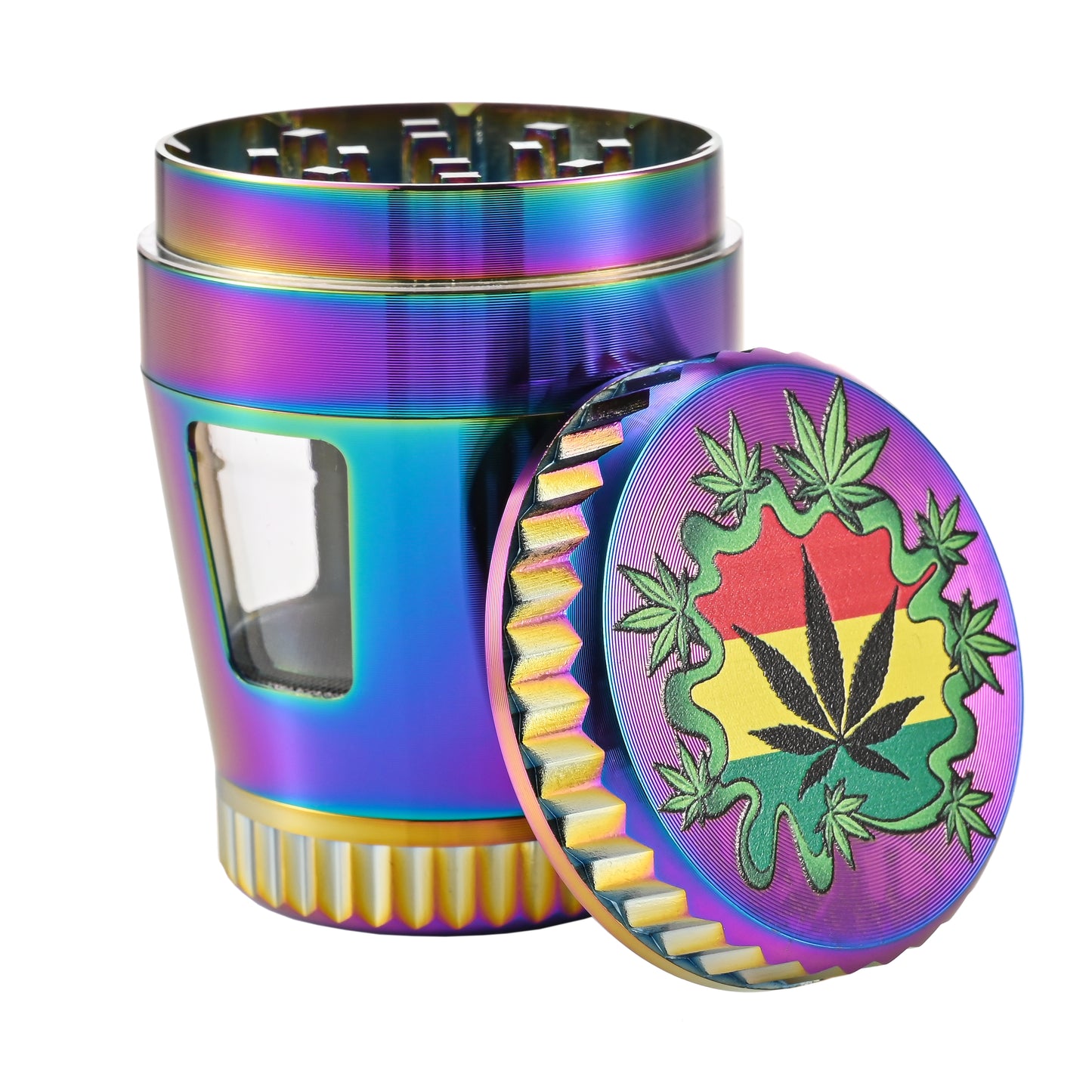Rainbow Zinc Herb Grinder with Window SW2220-4