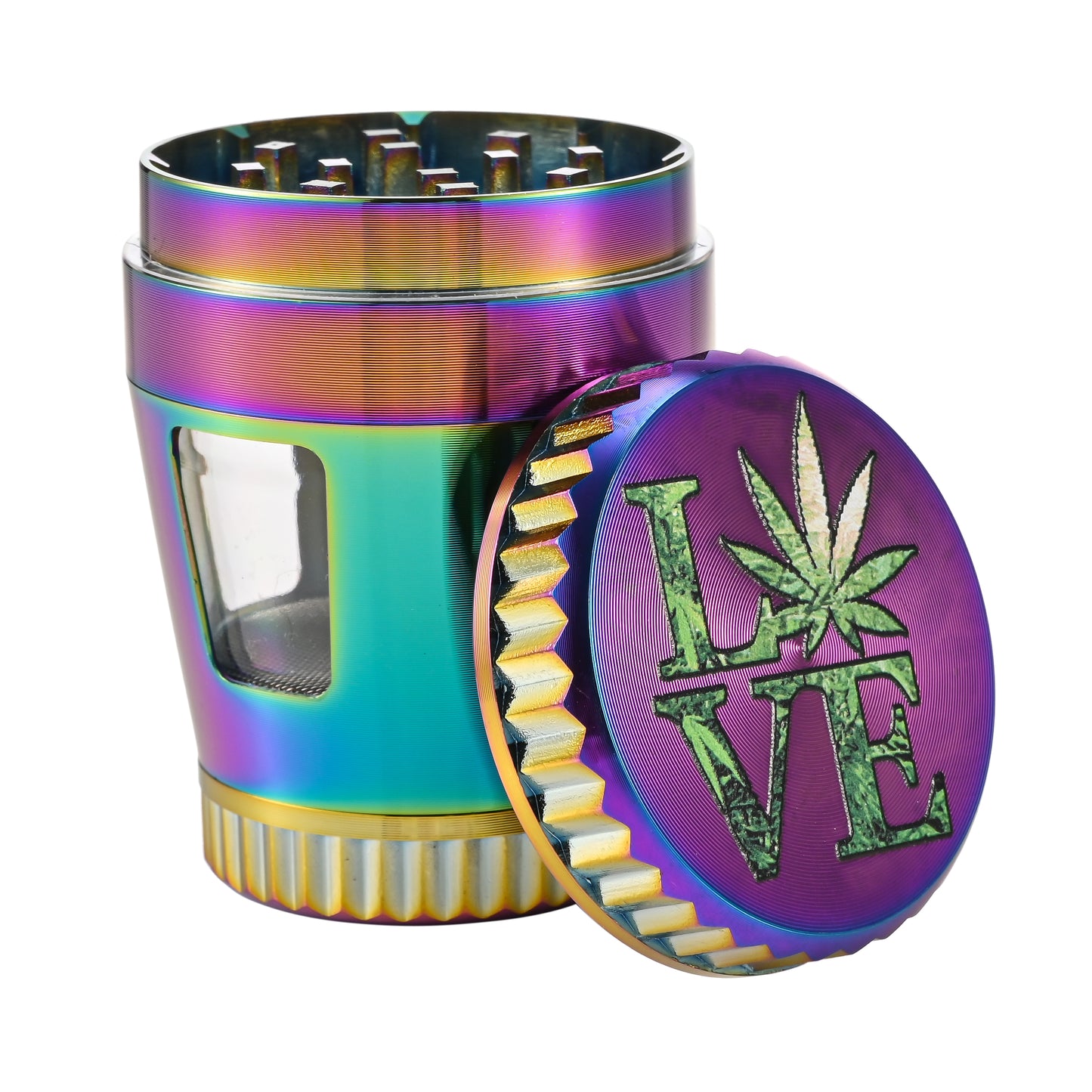 Rainbow Zinc Herb Grinder with Window SW2220-4