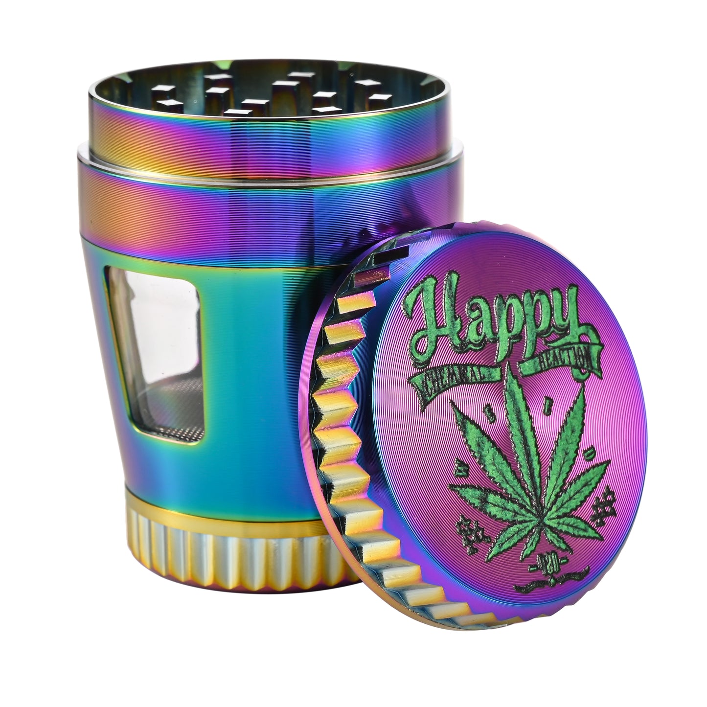 Rainbow Zinc Herb Grinder with Window SW2220-4