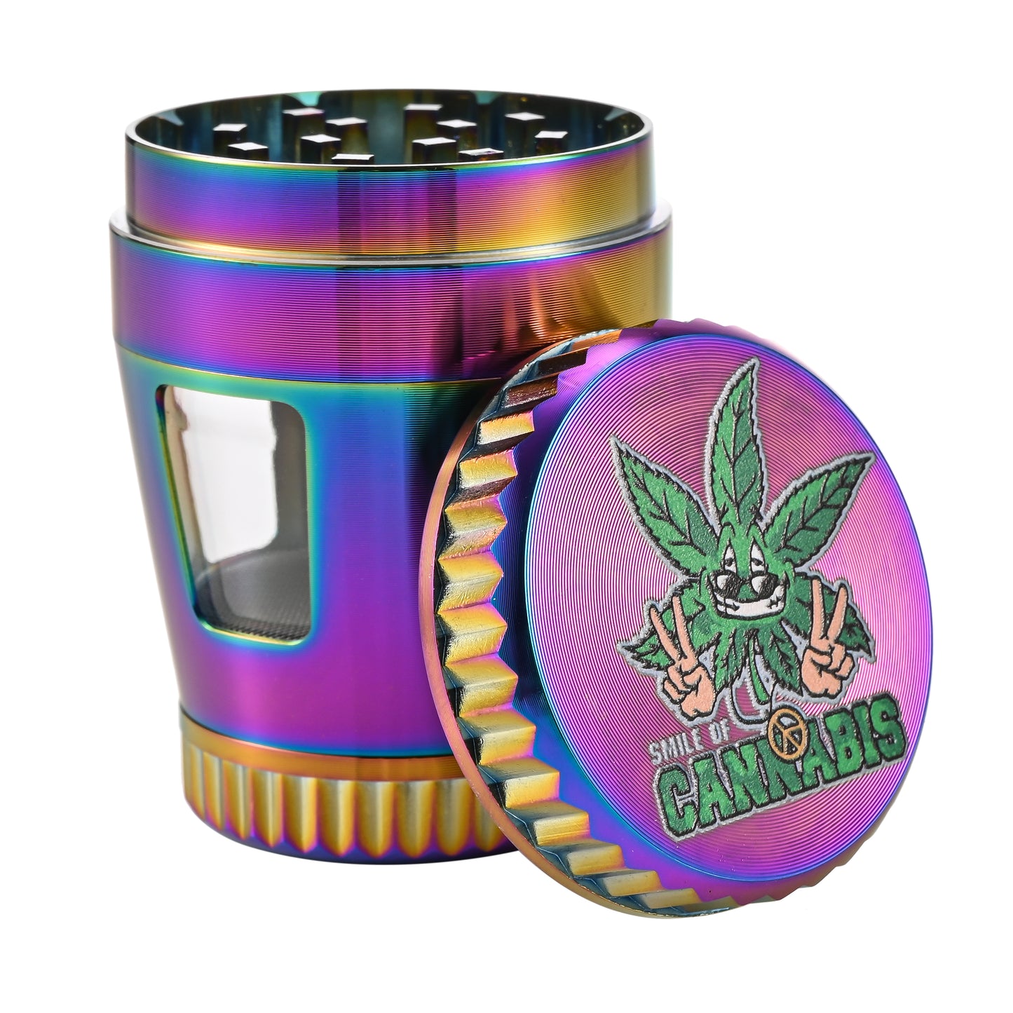 Rainbow Zinc Herb Grinder with Window SW2220-4
