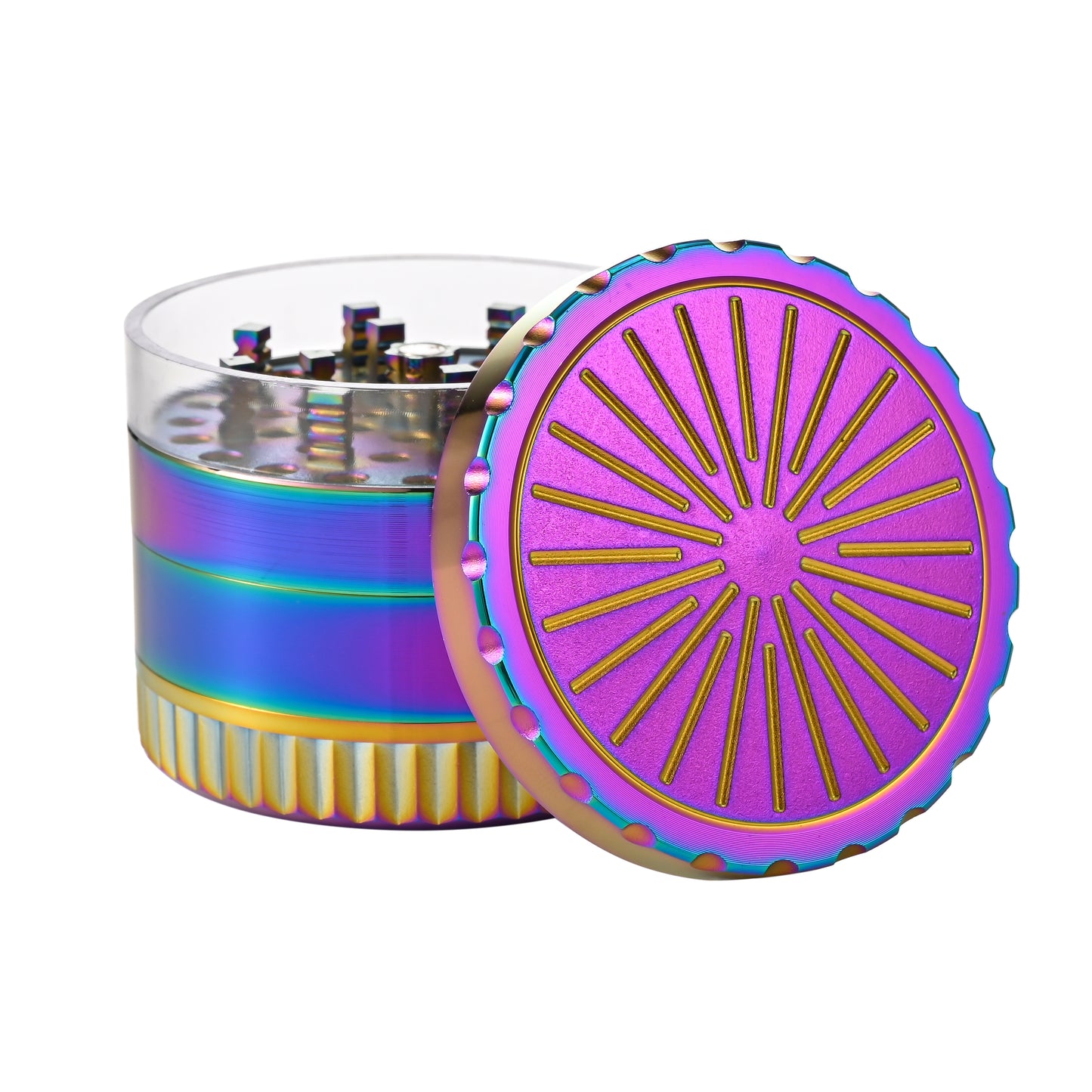 Hipster 62 mm Rainbow 4-Part Aluminum Herb Grinder (SW2246-4)