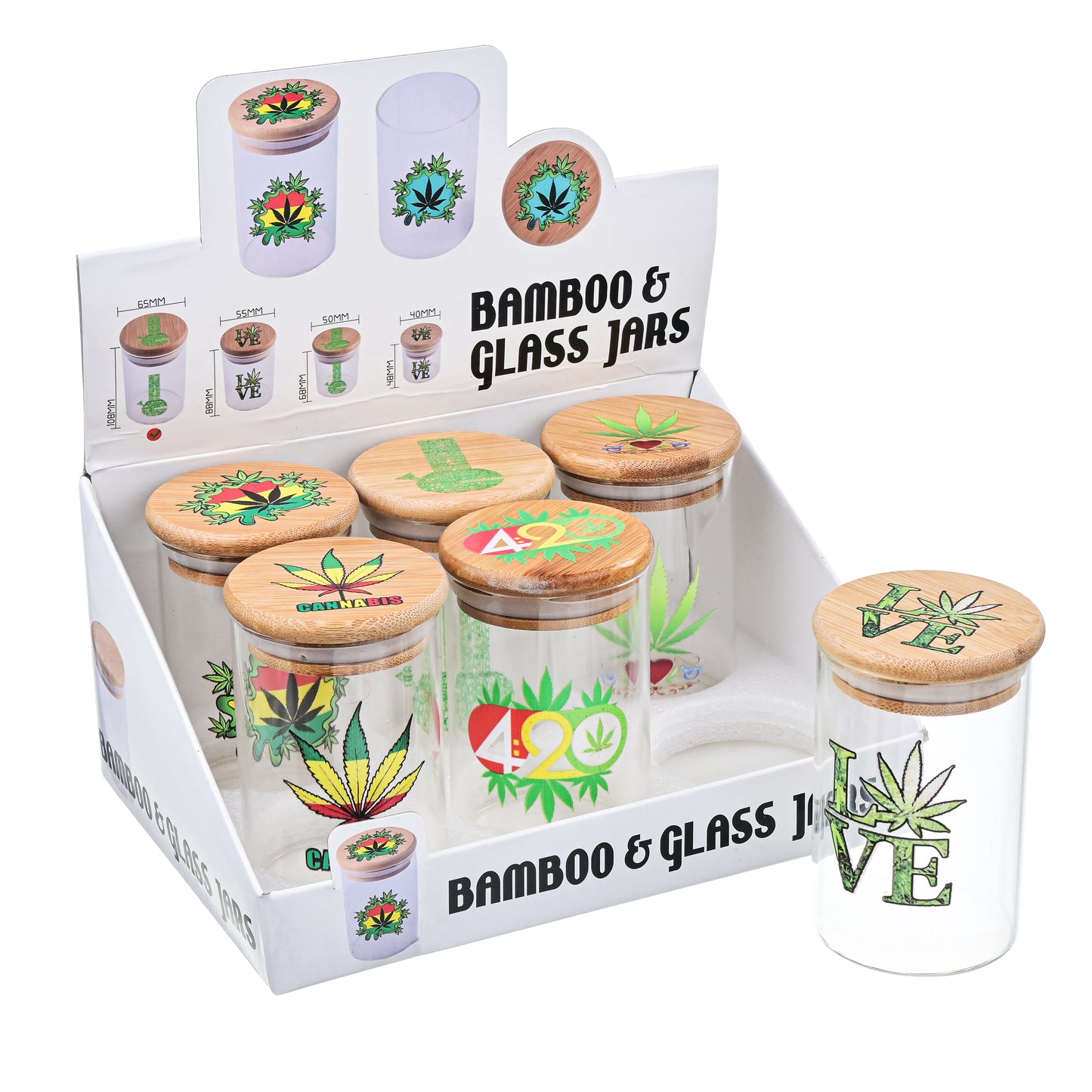 SW3009 - Bamboo Lid Glass Storage Jar – 65 x 108 mm