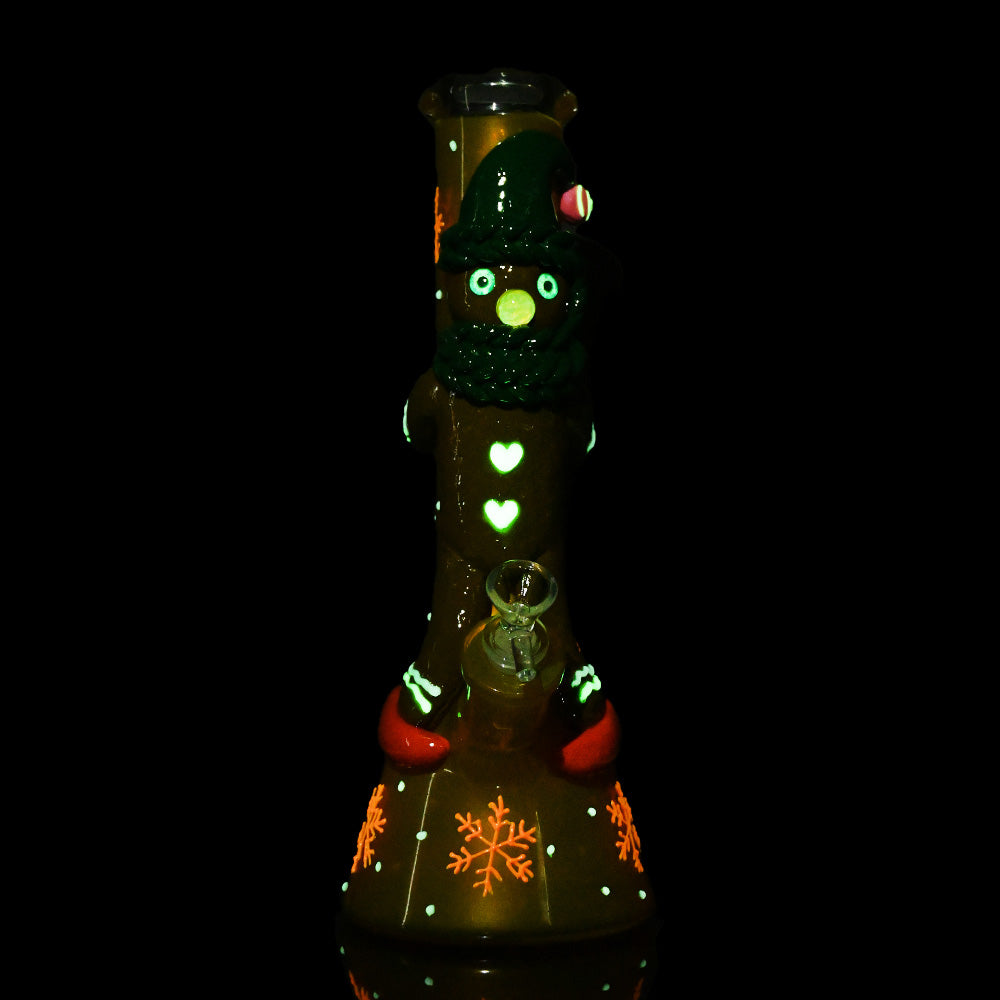 14 inch Glow Holiday Gnome Beaker Bong TZ239 - Smoke Tech One LLC
