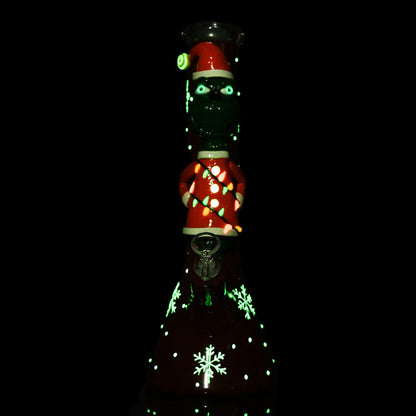 14 inch Glow Holiday Gnome Beaker Bon TZ242 - Smoke Tech One LLC
