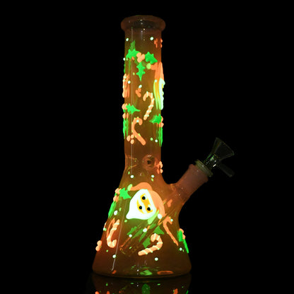 10 Inch Glow Holiday Santa Beaker Bong TZ246 - Smoke Tech One LLC