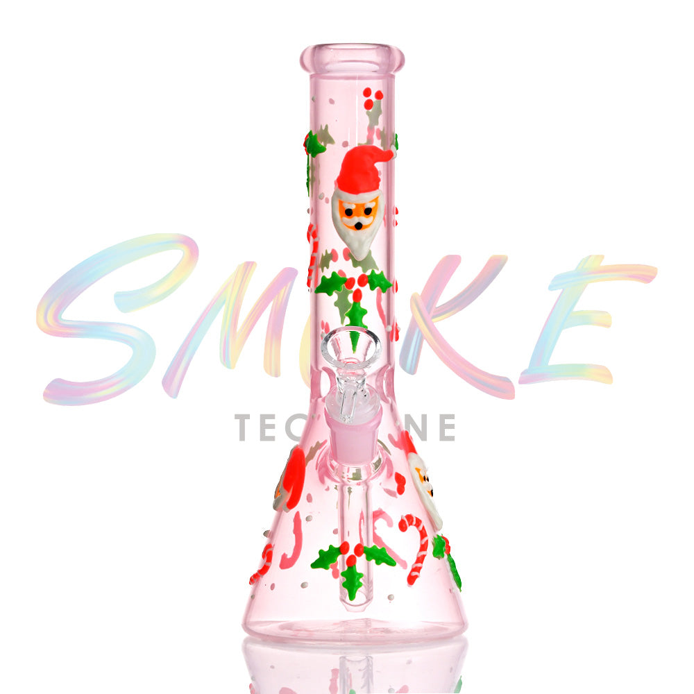 10 Inch Glow Holiday Santa Beaker Bong TZ246 - Smoke Tech One LLC