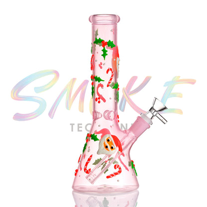 10 Inch Glow Holiday Santa Beaker Bong TZ246 - Smoke Tech One LLC