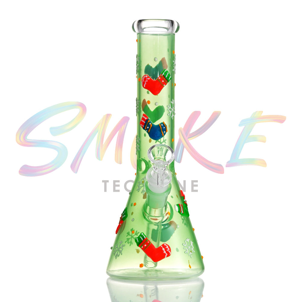 10 Inch Glow Holiday Snowflake Beaker Bong TZ248 - Smoke Tech One LLC