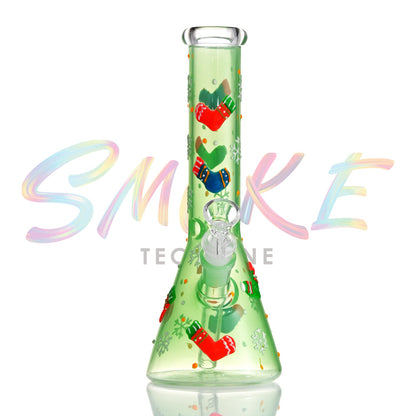 10 Inch Glow Holiday Snowflake Beaker Bong TZ248 - Smoke Tech One LLC