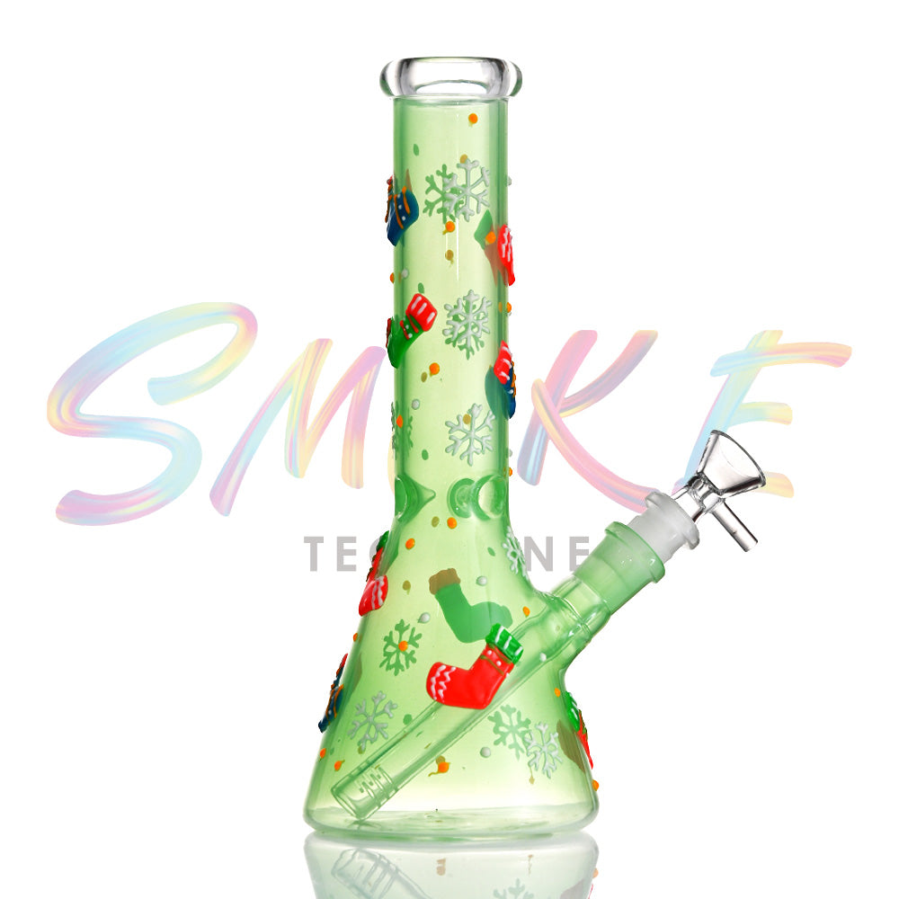 10 Inch Glow Holiday Snowflake Beaker Bong TZ248 - Smoke Tech One LLC