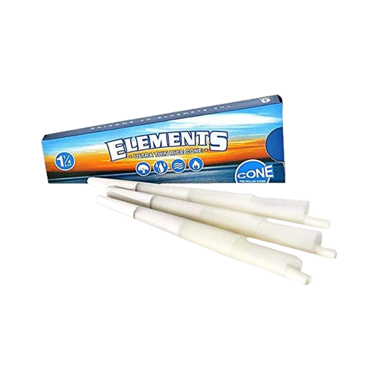 Elements Ultra Thin Rice Rolling Papers - 1 1/4 Size Pre Rolled Cones (6 CT)