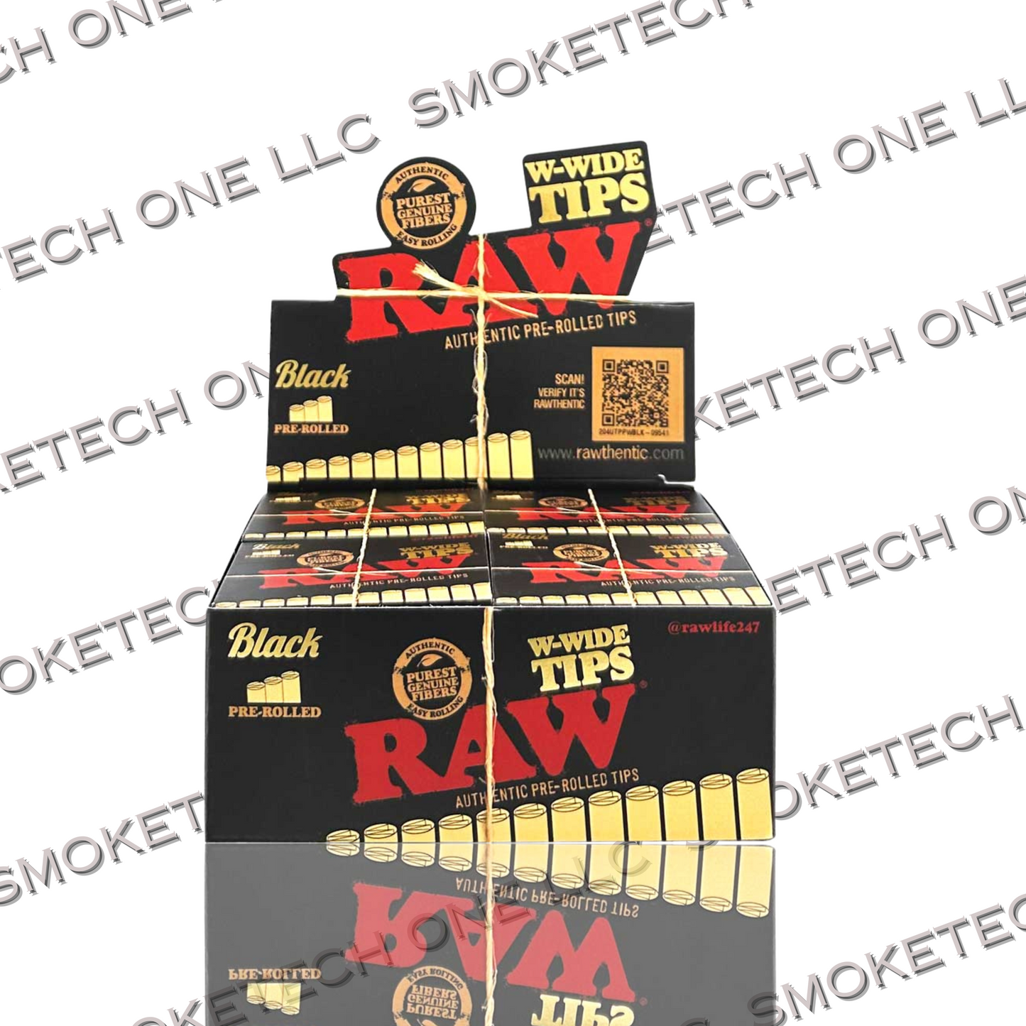 RAW Black W-WIDE Pre-Rolled Cone Tips