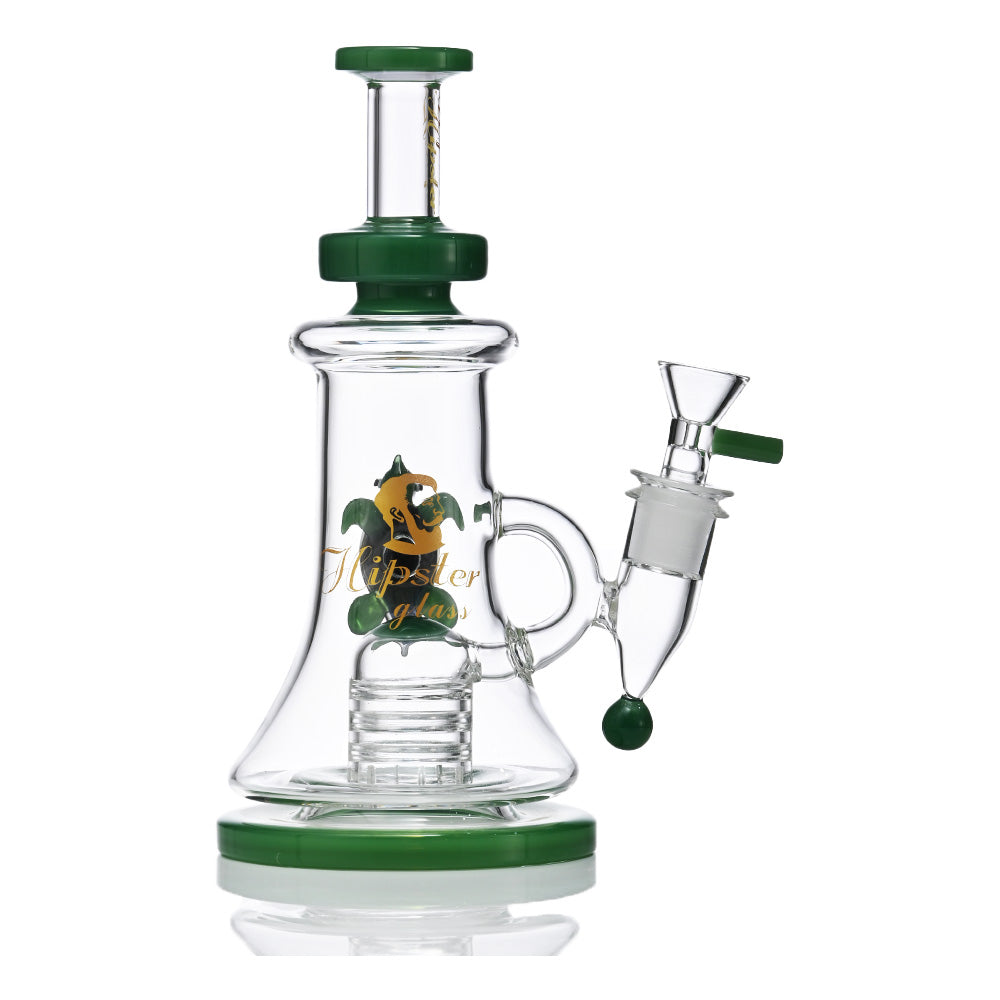 Hipster 7.4-Inch Compact Green Glass Bong WF-347 - Smoke Tech One LLC