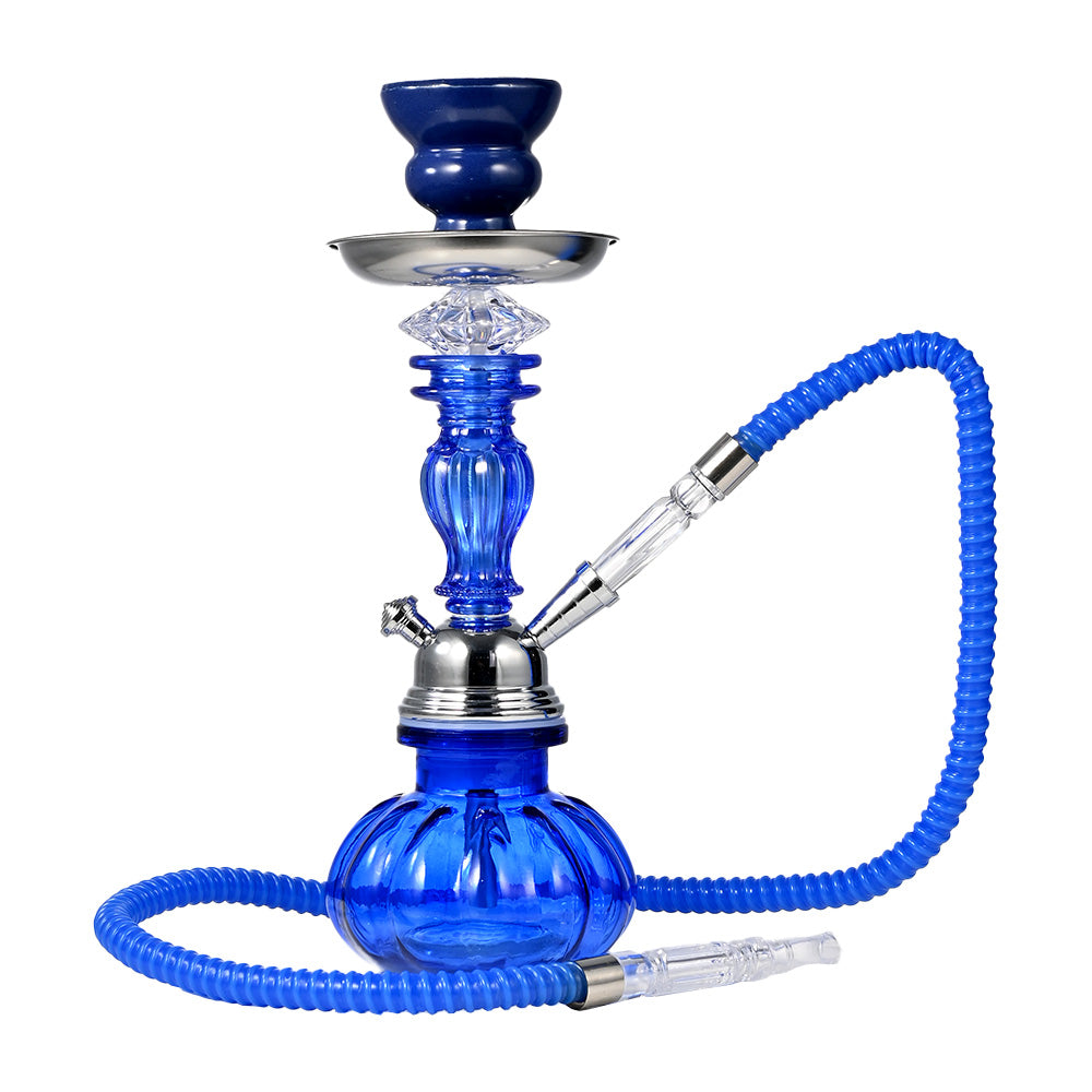 12" Stylish Ribbed Glass Base Hookah WL083