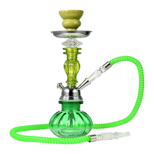 12" Stylish Ribbed Glass Base Hookah WL083