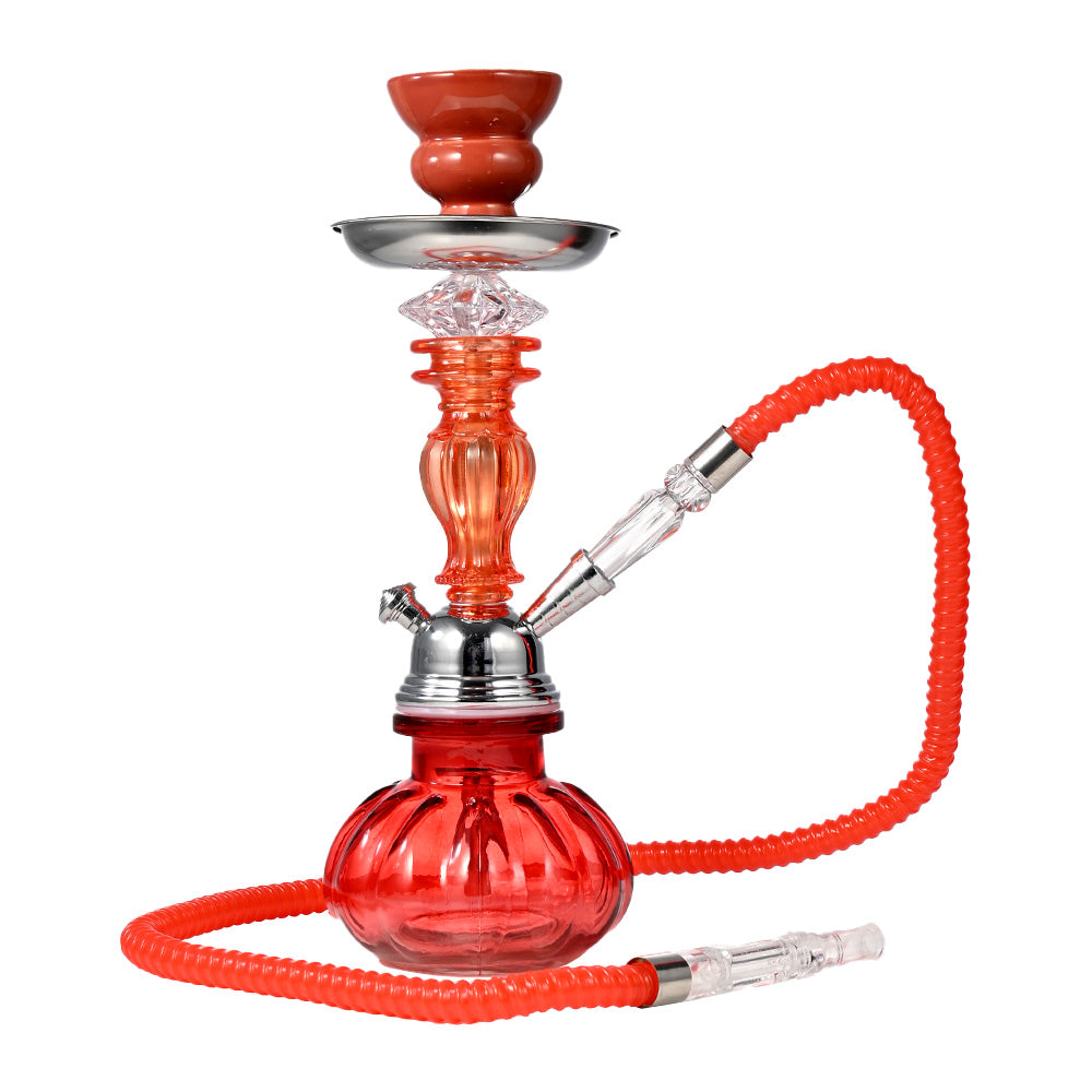 12" Stylish Ribbed Glass Base Hookah WL083