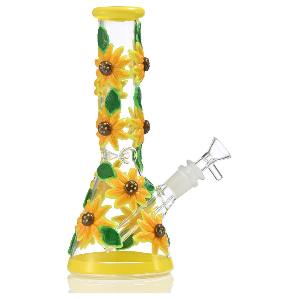 Hipster floral-themed glass water pipe XDH03