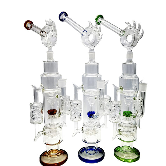 Hipster Flame Perc Glass Bong YW-09