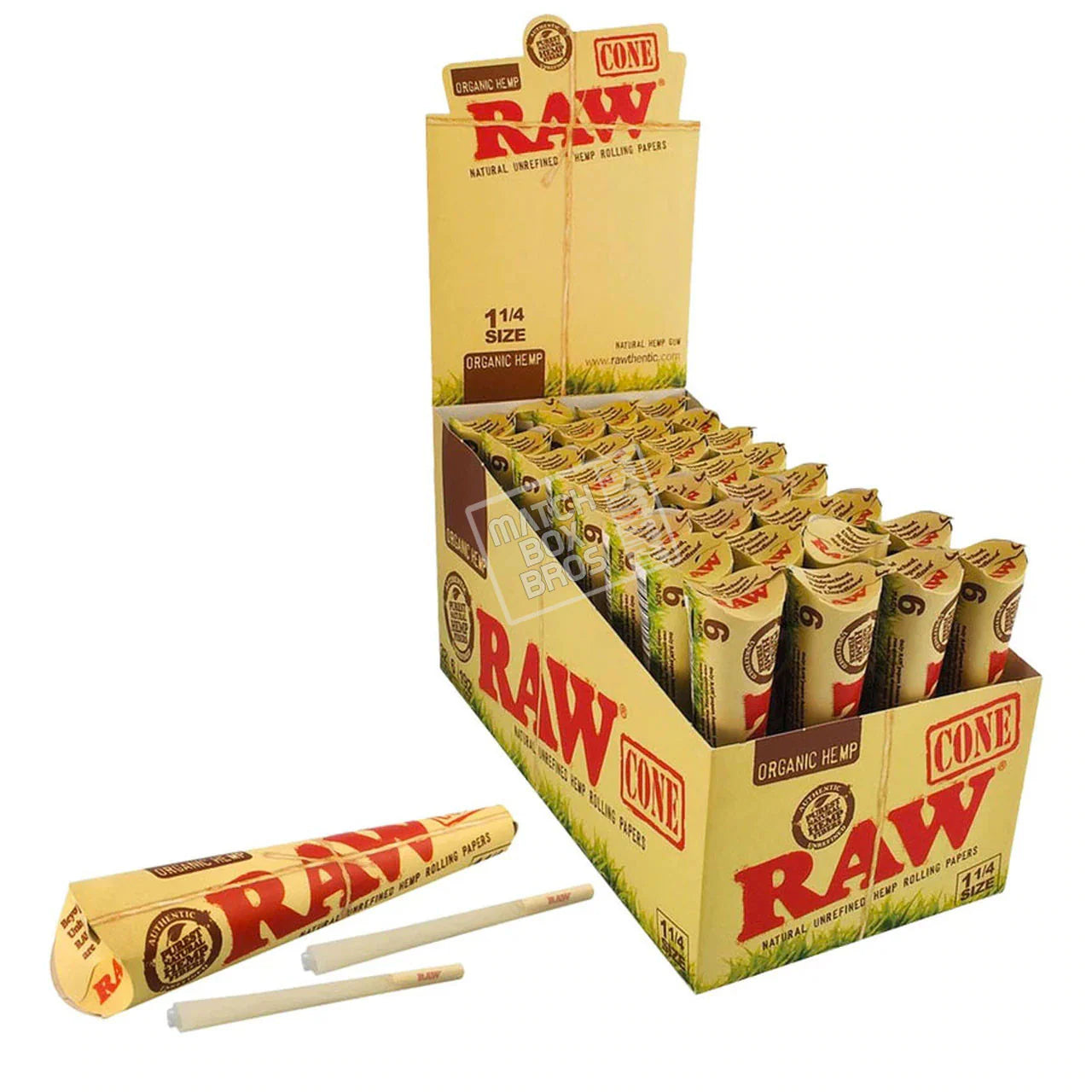 RAW Organic 1 1/4 Cones - 6 Pack