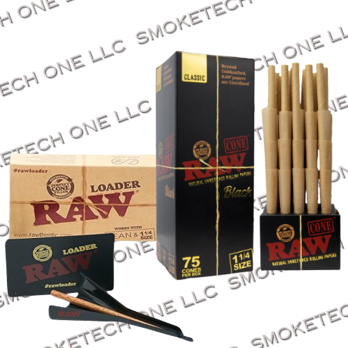 Raw Cone Loader Bundle With 75 Black Classic  Cones