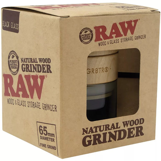 RAW Natural Wood Grinder x GR8TR 3pc 65mm Fine Grinder